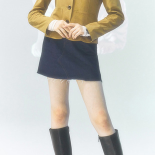 秒发CITYBREEZE 21春夏复古高腰毛边迷你裙a字包臀裙半身裙韩国
