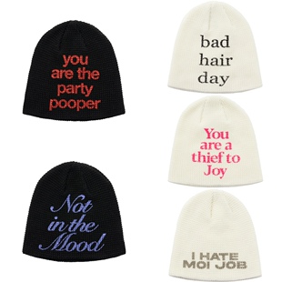 现货/Tontawan嘟妹同款SCULPTOR 标语印花针织毛线帽冷帽韩国代购