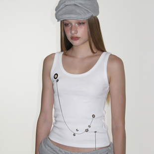 CRANK 25秋季新品朋克镂空链条吊带背心修身百搭上衣韩国代购