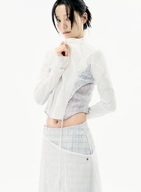 现货OJOS 25春夏新品拼接露腰短款夹克韩国代购