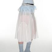透视褶边半身裙叠穿百搭屁帘A字裙韩国代购 CRANK 25春夏新品