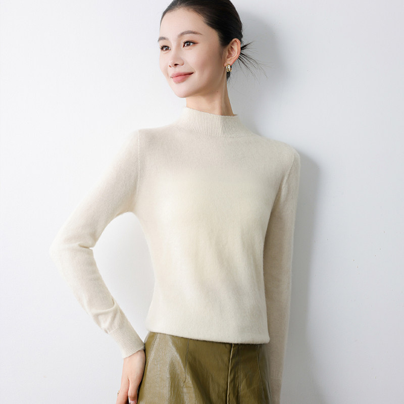 半高领打底衫女长袖内搭针织衫上衣秋冬季宽松外穿基础款中领毛衣