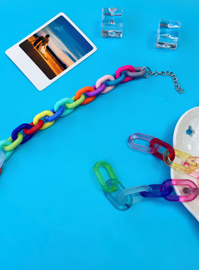 欧美风亚克力彩虹链条手链