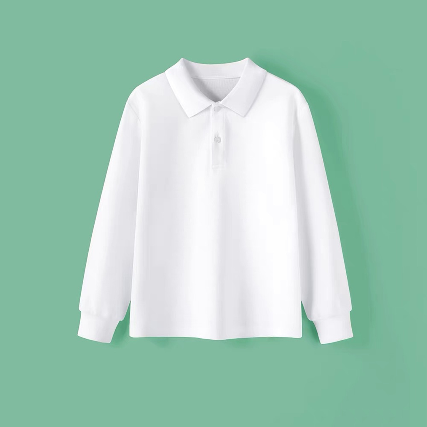 儿童白色t恤长袖男童纯棉体恤女童春秋打底衫学生校服翻领polo衫
