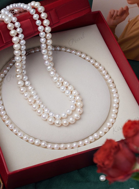 近圆天然淡水珍珠项链妈妈强光微瑕天然珍珠项链诸暨礼盒装母亲节