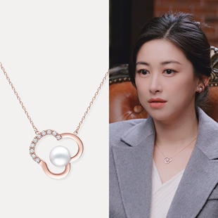 T家朱珠同款 天然海水珍珠项链陈都灵任嘉伦明显花瓣花朵吊坠礼物