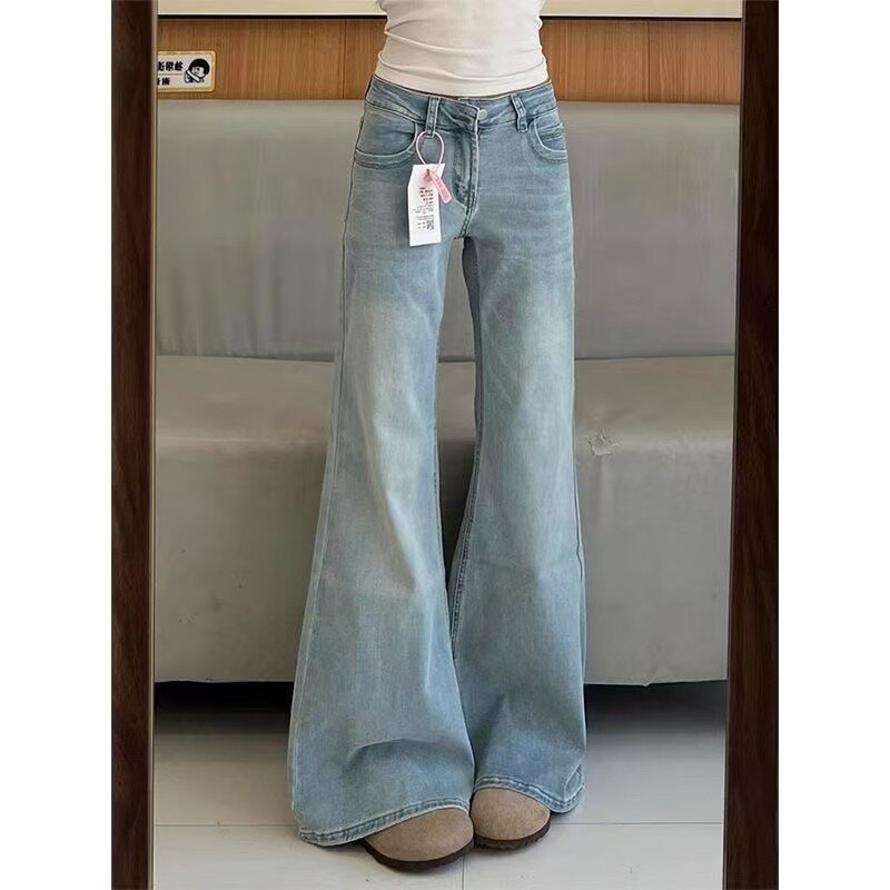 微喇低腰牛仔裤女2026春秋个性新款辣妹修身阔腿显瘦不贴腿直筒裤