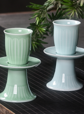 青瓷供奉贡杯新中式佛堂寺庙素面