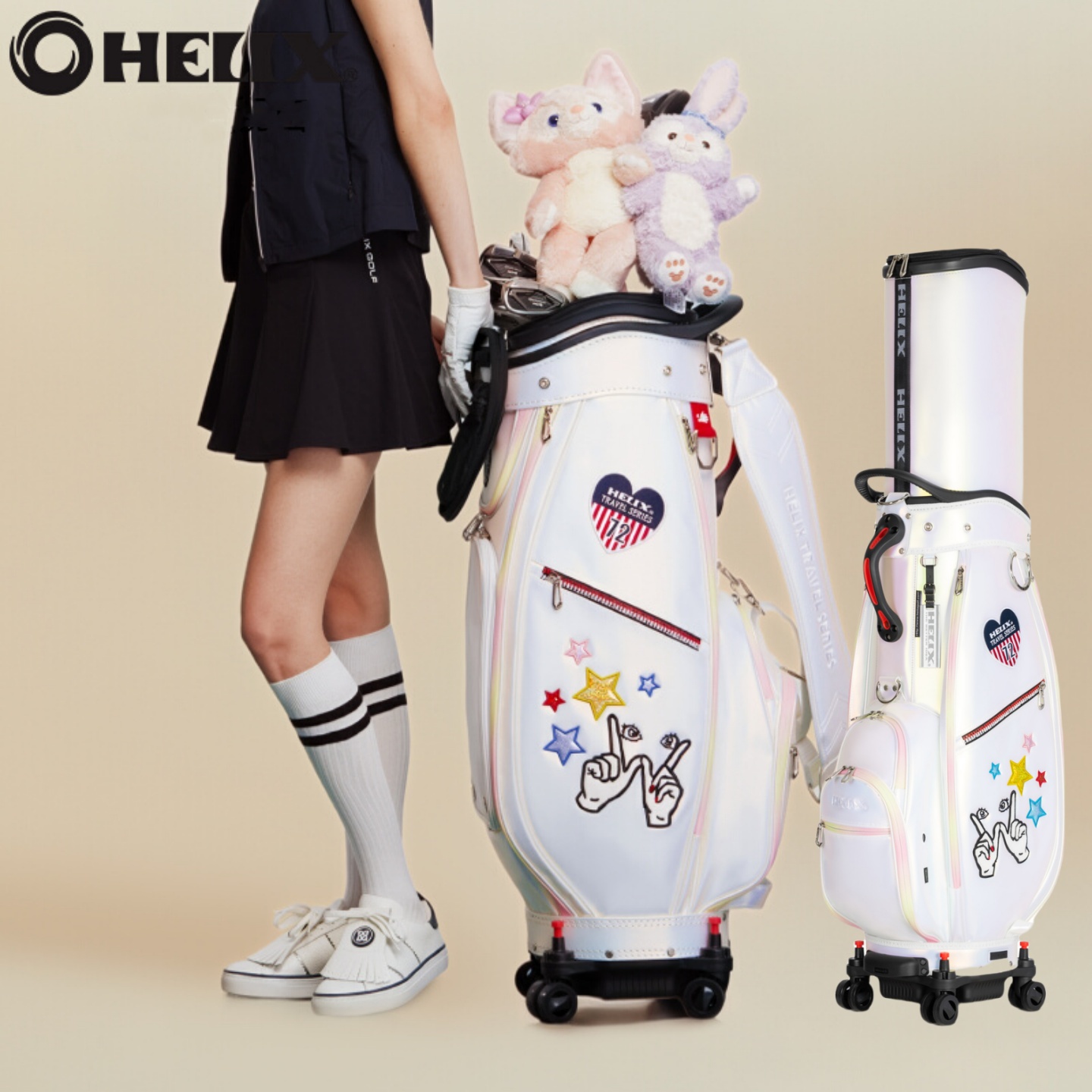 HELIX喜力克斯高尔夫航空托运球包幻彩防水易清洁男女士伸缩球包