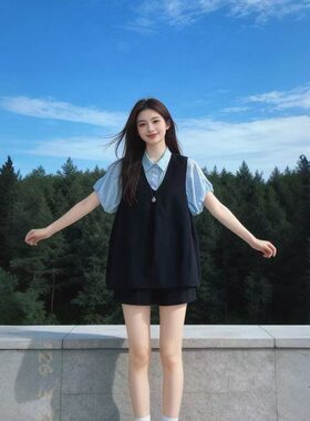 韩系学院风夏季小个子减龄三件套