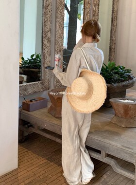 草帽海边度假法式女夏大帽檐防晒