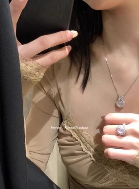 韩国小众高级蝴蝶结玉髓项链吊坠