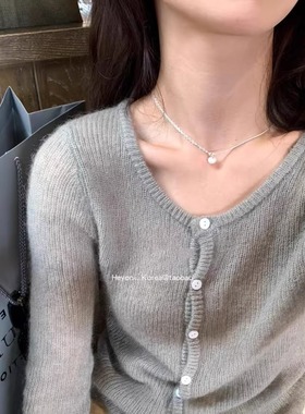 韩国进口淡水珍珠纯银锁骨链项链