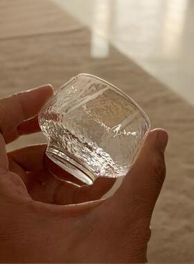 日式手工锤纹状玻璃茶杯 耐热茶具 茶碗式功夫茶个人品茗杯60ml