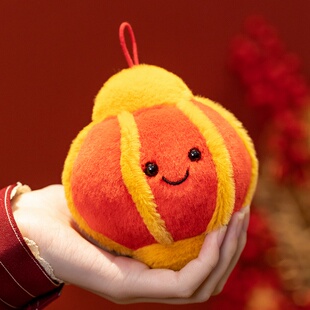 新春吉祥四友灯笼扇子公仔挂件毛绒玩具爆竹扫把玩偶新年装饰礼物