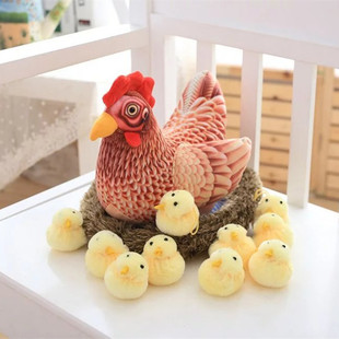 仿真小鸡仔鸡窝玩偶毛绒玩具生肖公鸡母鸡吉祥物公司年会活动礼品