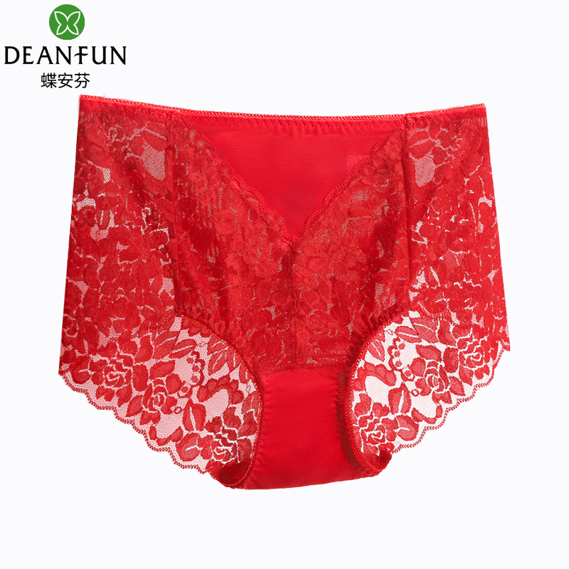 蝶安芬红色内裤女蕾丝无痕本命年