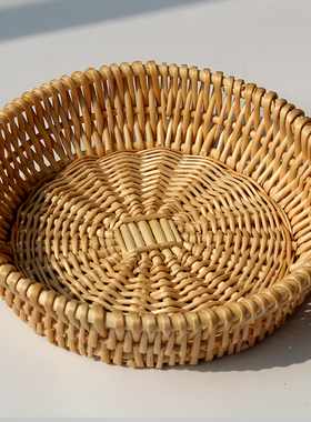 天然藤编家用馒头筐柳编面包馍小吃零食篮子编织收纳筐鸡蛋水果盘