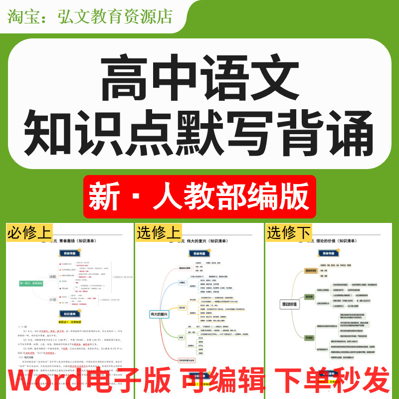 高中语文知识点默写背诵清单资料