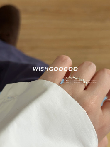 WISHGOOGOO小圆珠戒指女925纯银韩国ins简约百搭开口食指素圈细戒