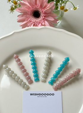 WISHGOOGOO韩国进口小爱心发夹女ins果冻质感细长刘海边夹鸭嘴夹