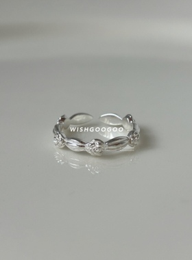WISHGOOGOO玫瑰花朵戒指女ins韩版简约925纯银日常通勤开口戒