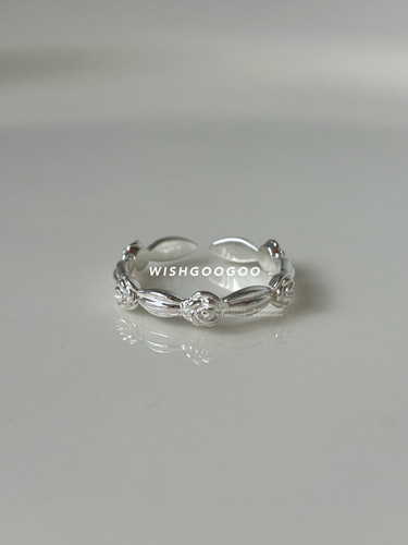 WISHGOOGOO玫瑰花朵戒指女ins韩版简约925纯银日常通勤开口戒