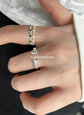 WISHGOOGOO爱心钥匙戒指女ins韩系小众设计中古925纯银食指戒尾戒