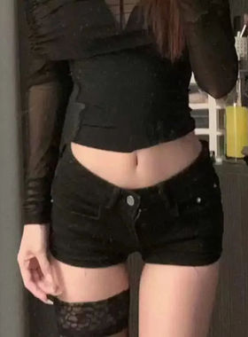 黑色y2k低腰牛仔短裤女夏季超短裤新款美式弹力辣妹紧身显瘦热裤