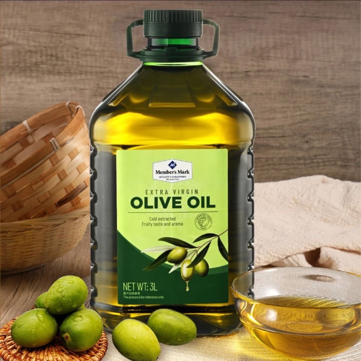 山姆超市代购 MM意大利特级初榨橄榄油3L冷榨0反式凉拌沙拉油