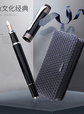 正品HERO英雄钢笔帝王100纯黑色12K金笔经典老款商务礼品练字钢笔