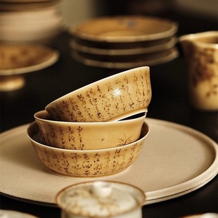 茶道零配 可蓄水壶承 不亦室 云龙宋田手作黄釉诗文盘