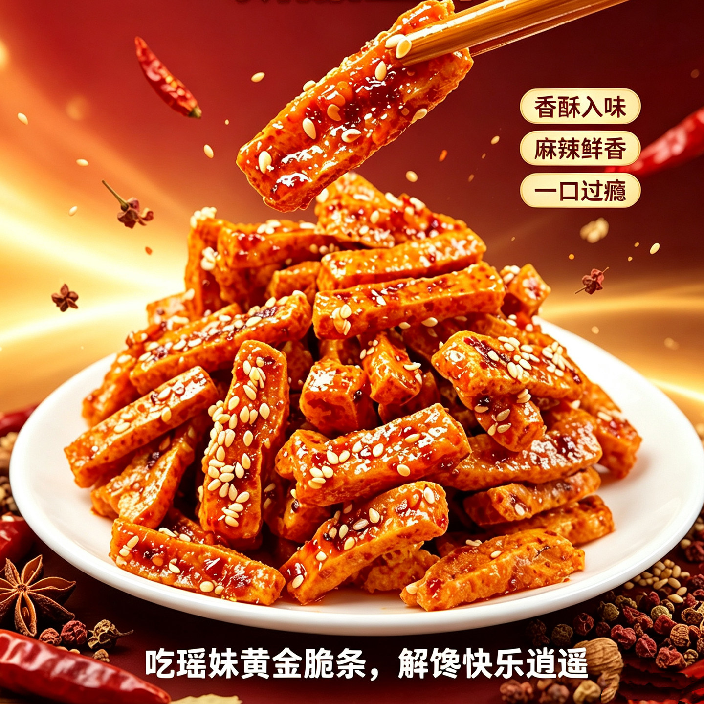 瑶妹黄金脆条湖南手工麻辣酥脆豆腐干办公室休闲小吃解馋短保零食