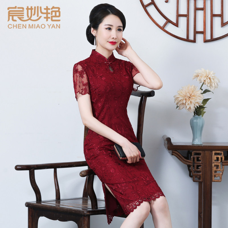 喜婆婆婚礼洋气中年风雪纺旗袍裙