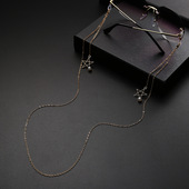 挂脖眼镜链金属 小清新脖戴金属眼镜绳子 淡水珍珠五角星吊坠配饰