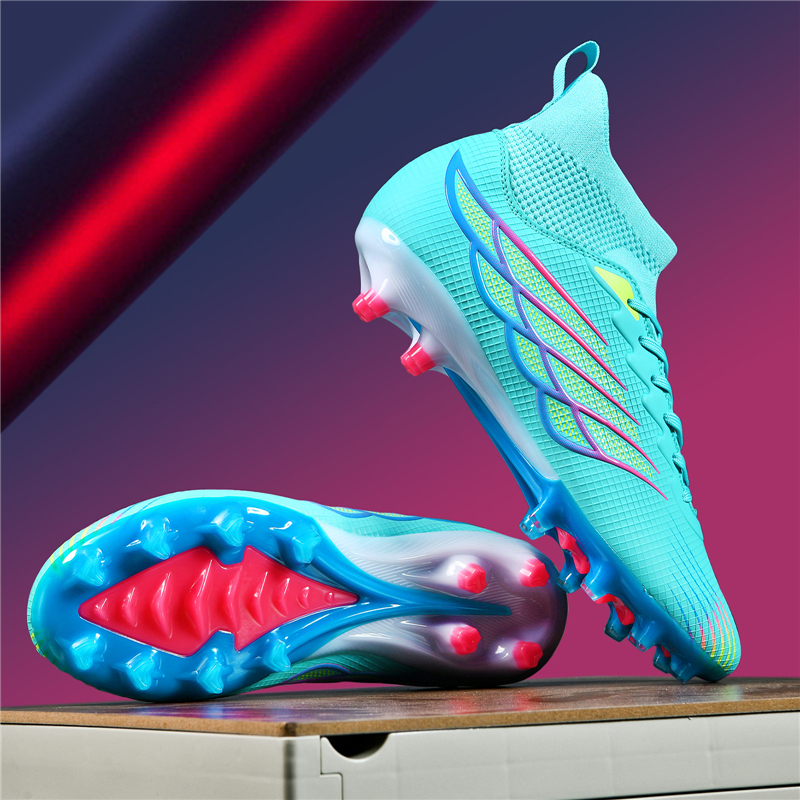 青少年户外运动足球鞋高品质长钉足球鞋亲子款高帮足球专用足球鞋