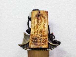 海南莺歌绿奇楠 手雕观音沉香吊坠 天然野 花果甜香凉感 供佛