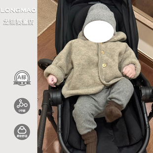 宝宝春季外套婴儿衣服春秋款洋气可爱婴幼儿连帽保暖外出开衫春天