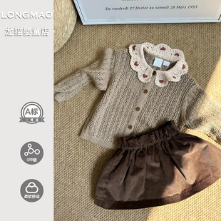 小套装 宝宝分体套装 洋气可爱婴幼儿荷叶领开衫 婴儿衣服春季 春 春装