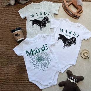 ins风婴儿衣服夏季 洋气百搭婴幼儿印花哈衣包屁衣宝宝连体衣夏天