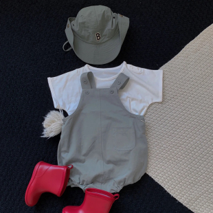 ins风婴儿衣服夏天宝宝套装夏日洋气可爱婴幼儿休闲背带裤小套装