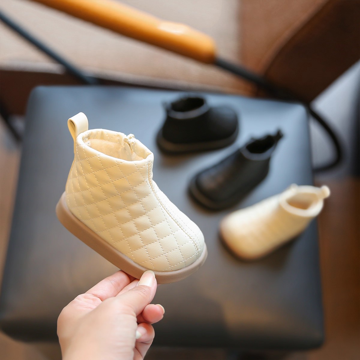 宝宝鞋子女宝靴子秋冬加绒棉鞋公主短靴女童鞋子婴儿学步鞋小童鞋