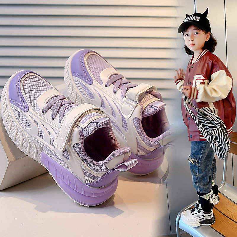 女童白色运动鞋2025春秋新款网面透气男童网鞋软底轻便儿童跑步鞋