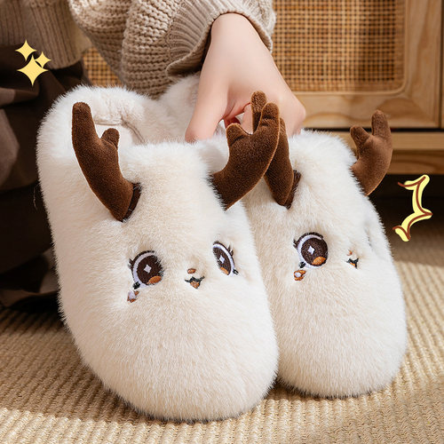 踩屎感棉拖鞋女士秋冬季2025新款家居用室内可爱卡通毛毛绒拖鞋女