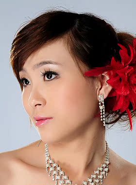 黑白绢花新娘风儿童发饰