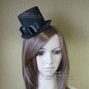 黑色红色高筒蝴蝶结小礼帽爵士舞帽马术马球帽高贵头饰发饰发夹