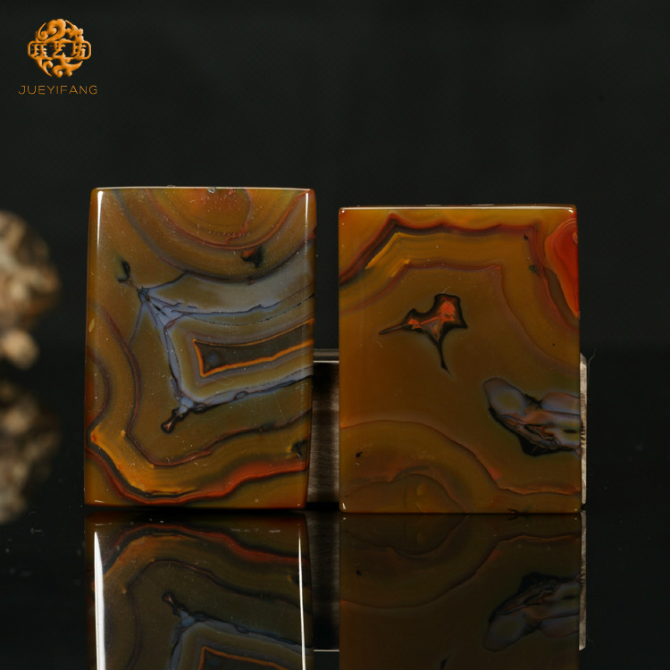 珏艺坊宣化战国红玛瑙精品全玉化咖色象形方牌子吊坠挂坠DZQQ3301