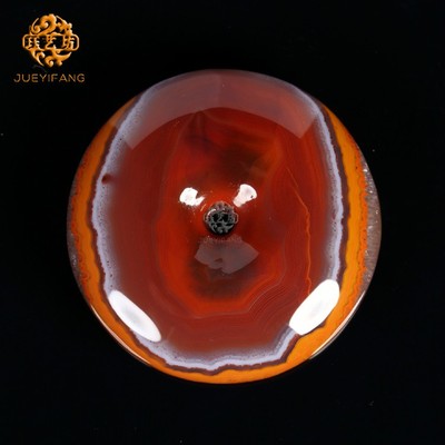 珏艺坊宣化战国红精品艳红紫罗兰朱砂同料成对平安扣环璧 K3354