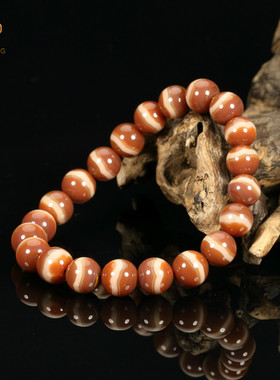 珏艺坊宣化战国红玛瑙精品一线缠丝圆珠手串手链 SCYZ0902