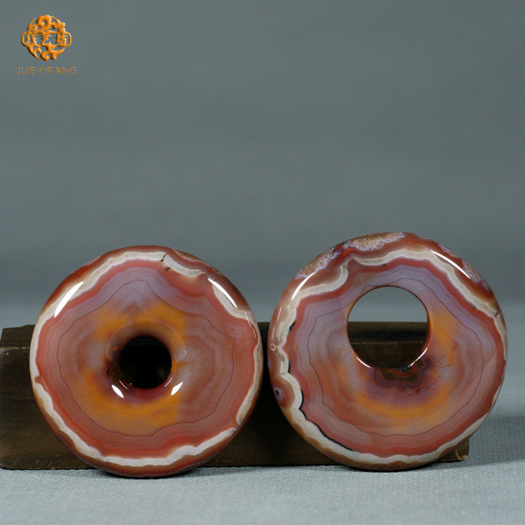 珏艺坊宣化战国红玛瑙精品同料紫罗兰白缟平安扣环璧 KD206